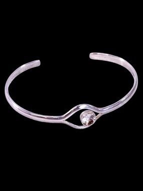 Sterling Silver 925 Bracelet Deb Guyot Herkimer Diamond Cuff 7” Bangle Cuff EUC